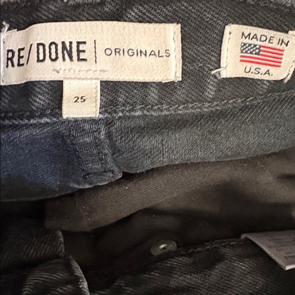 Re/Done Original High Rise Loose Fit Straight Leg Denim Jeans Distressed Raw Hem - Picture 4 of 6